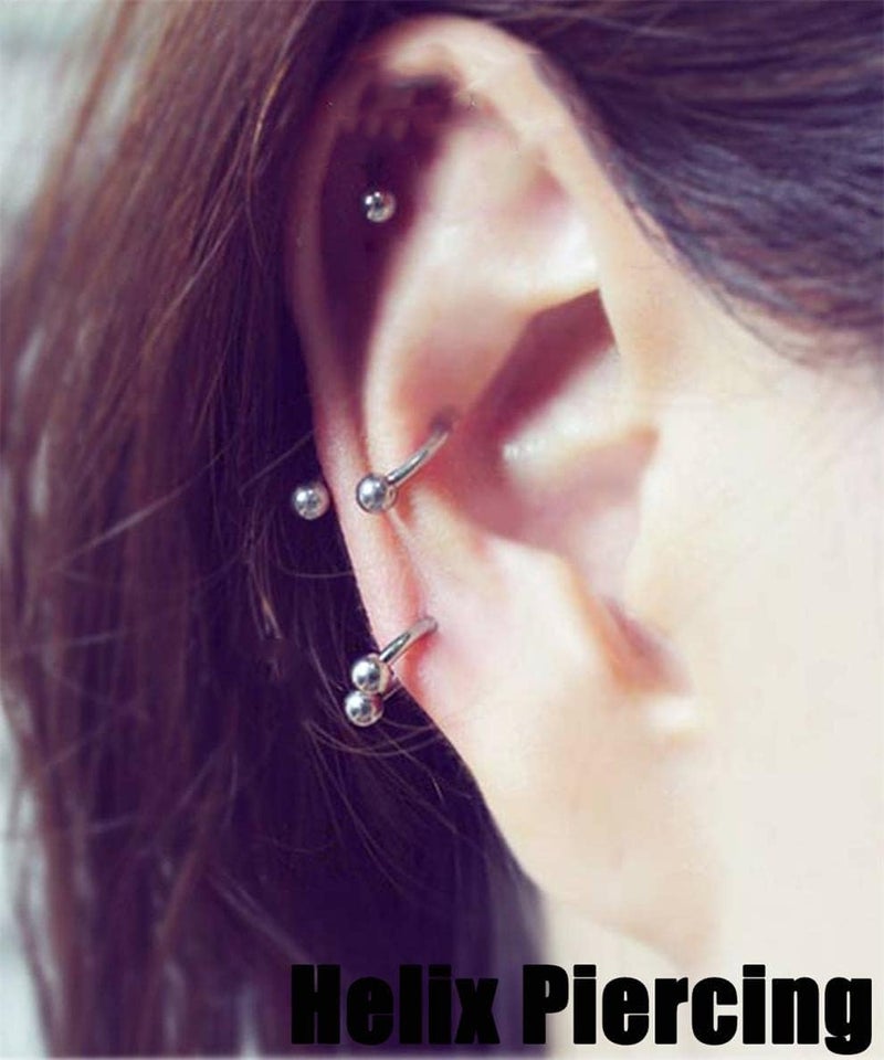 Earmark 7Pairs 6/7/8/9/10/12/14MM Surgical Steel Horseshoe Small Septum Rings Smiley Piercing Jewelry Circular Curved Barbell Piercing Hoops Set for Nose Nipple Nostril Cartilage Helix Daith Tragus Lip Eyebrow - Image 5